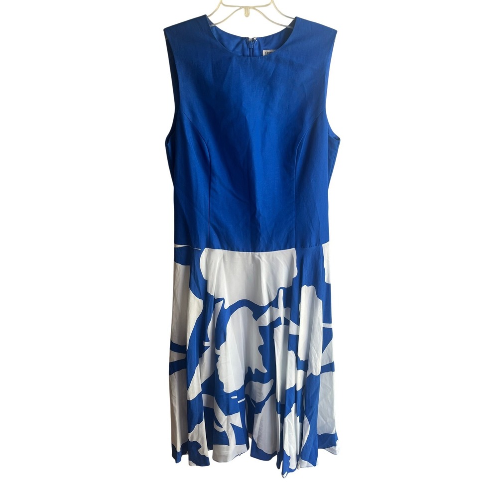 J. Peterman NWOT $298 "The Italian Floral Dress" in‎ Blue and White Sz 8